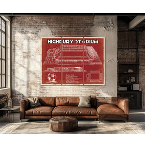 Arsenal Football Club - Vintage Highbury Stadium Soccer Print