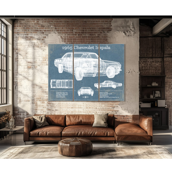 1965 Chevrolet Impala Blueprint Vintage Auto Print