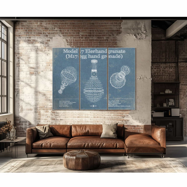 M 17 Grenade Blueprint Vintage Gun Print