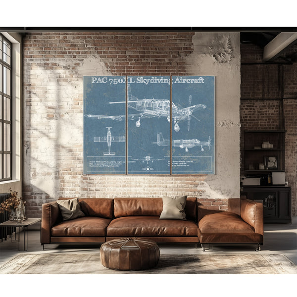PAC 750XL Skydiving Aircraft Original Blueprint Art