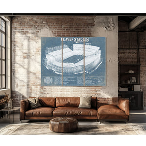 Penn State Nittany Lions - Beaver Stadium Vintage Blueprint Wall Art