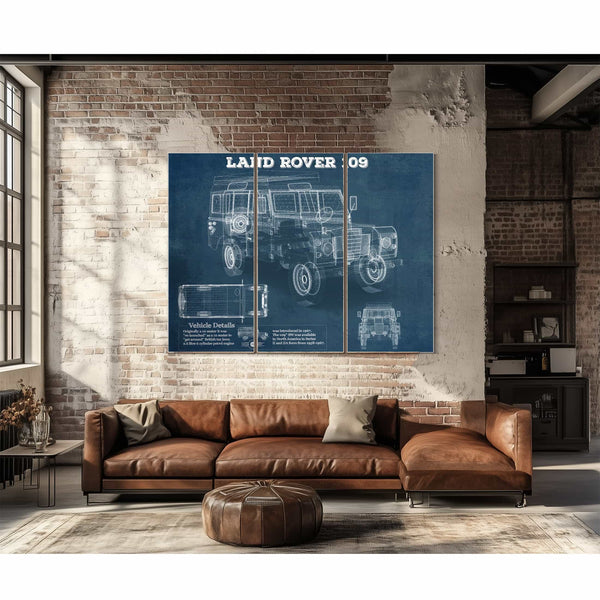 Land Rover 109 Vintage Blueprint Auto Print