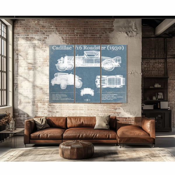 Cadillac V16 Roadster (1930) Vintage Blueprint Auto Print