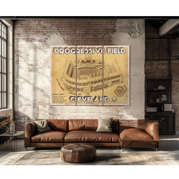 Cleveland Indians Progressive Field Vintage Baseball Print
