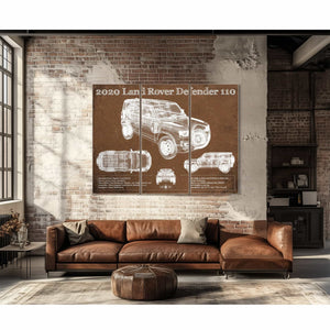 2020 Land Rover Defender 110 Vintage Blueprint Auto Print