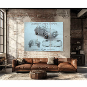 Jaguar Coupe E Type Car Original Blueprint Art