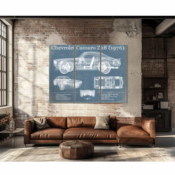 Chevrolet Camaro Z28 1976 Vintage Blueprint Auto Print