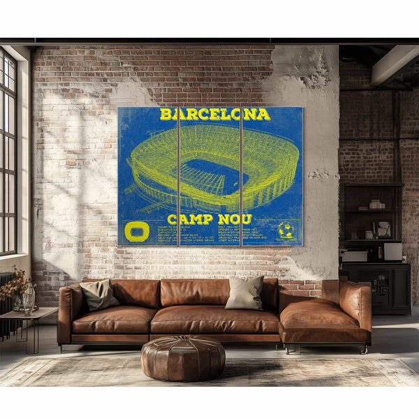 Vintage FC Barcelona Camp Nou Team Color Stadium Soccer Print