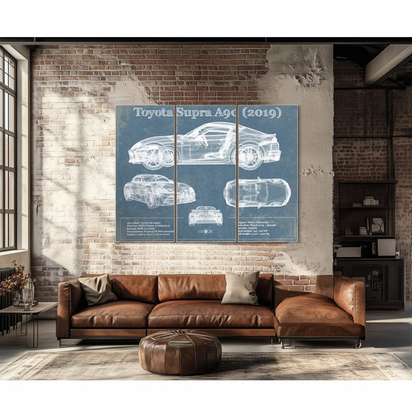 Toyota Supra A90 2019 Blueprint Vintage Auto Print
