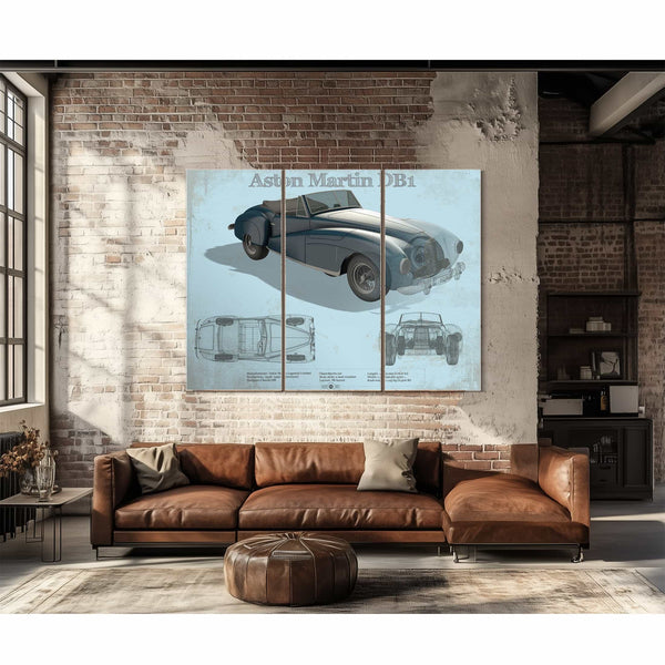 Aston Martin DB1 Blueprint Vintage Auto Print