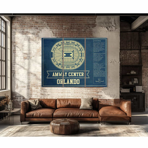 Orlando Magic Amway Center Vintage Basketball Blueprint NBA Print