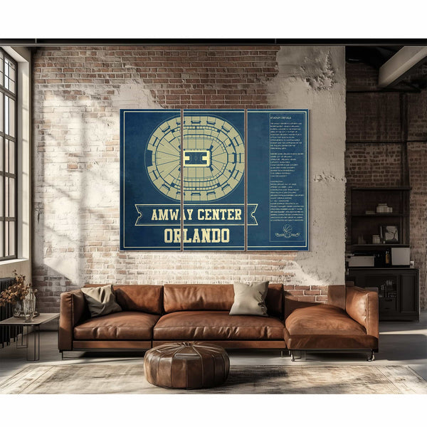 Orlando Magic Amway Center Vintage Basketball Blueprint NBA Print