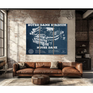 Notre Dame Stadium Vintage Art Blueprint