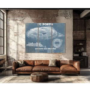 F.C. Porto Estadio Do Dragao Stadium Blueprint Vintage Soccer Print