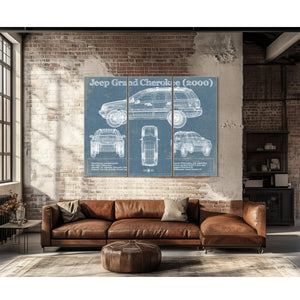 Jeep Grand Cherokee 2000 Vintage Blueprint Auto Print