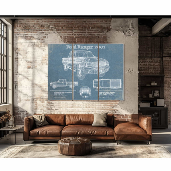 Ford Ranger 2001 Blueprint Vintage Auto Print