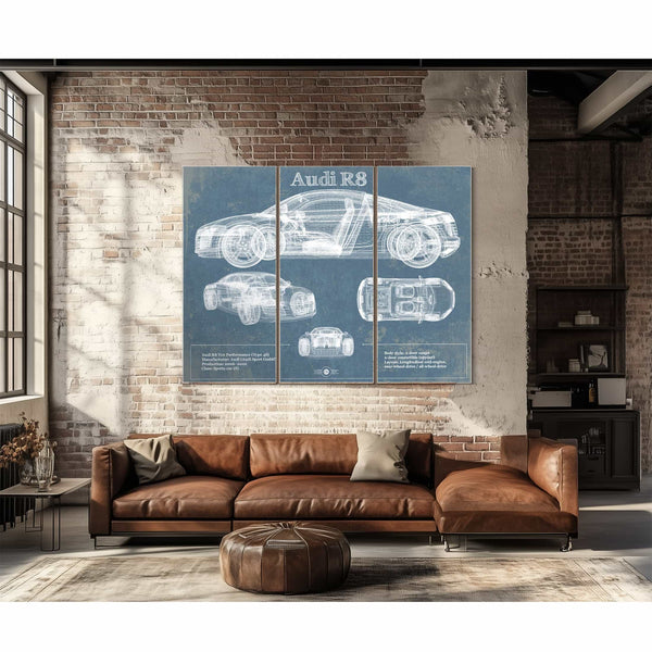 Audi R8 Vintage Blueprint Auto Print