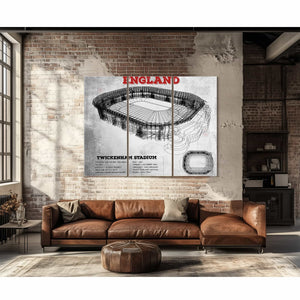 England Rugby - Vintage Twickenham Stadium Print