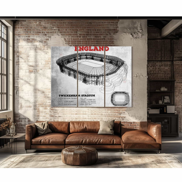 England Rugby - Vintage Twickenham Stadium Print