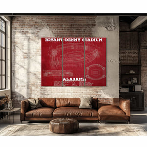 Alabama Crimson Tide Stadium Art - Bryant-Denny Stadium Vintage Seating Chart