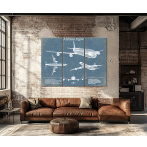 Airbus A320 Vintage Aviation Blueprint Print