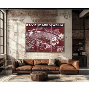 Davis Wade Stadium -  Mississippi State Football Vintage Art Print