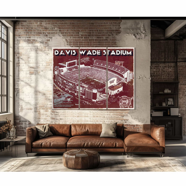 Davis Wade Stadium -  Mississippi State Football Vintage Art Print