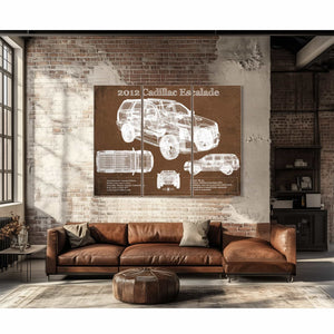 2012 Cadillac Escalade Blueprint Vintage Auto Print