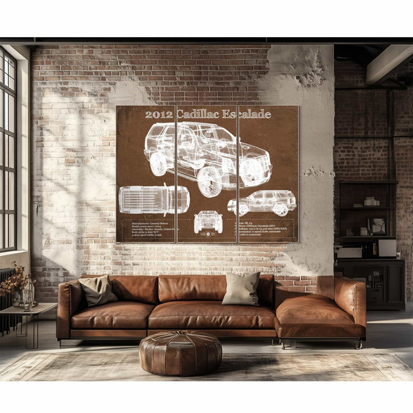 2012 Cadillac Escalade Blueprint Vintage Auto Print