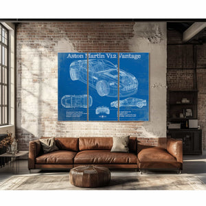 Original Aston Martin V12 Blueprint Vintage Auto Print