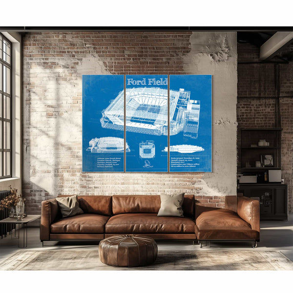 Vintage Detroit Lions Ford Field Vintage Wall Art