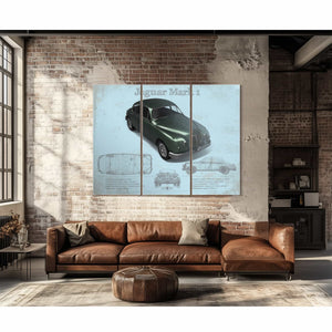 Jaguar Mark 1 (Dark Green) Blueprint Vintage Auto Print