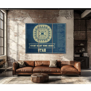 Utah Jazz - Vivint Smart Home Arena Seating Chart Vintage Art Print