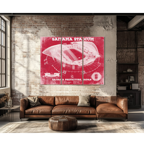 Japan National Football Team Red Saitama Stadium Soccer Print