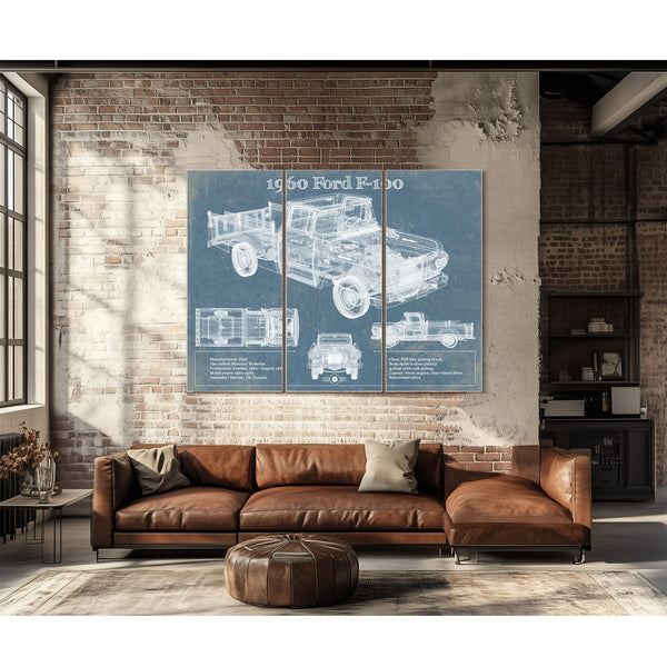 1960 Ford F-100 Blueprint Vintage Auto Print
