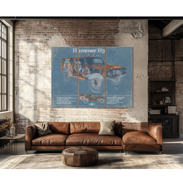 Hummer H3 Vintage Blueprint Auto Print
