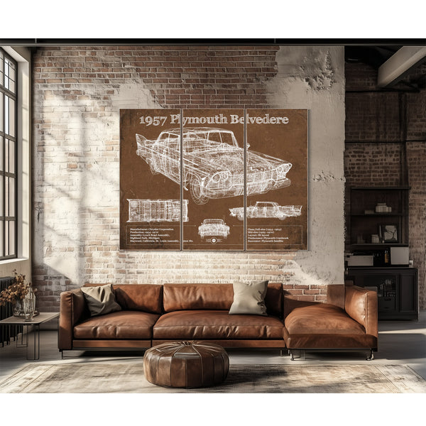 1957 Plymouth Belvedere Vintage Blueprint Auto Print