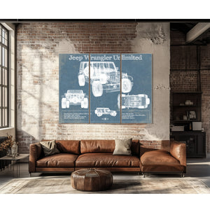 Jeep Wrangler Unlimited Vintage Blueprint Auto Print