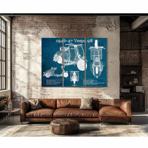 1946-47 Vespa 98 Vintage Blueprint Auto Print