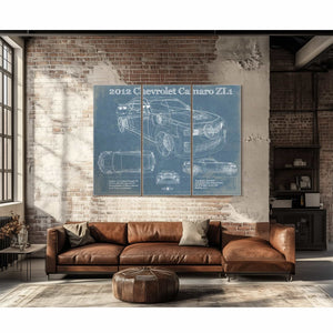 Chevy Camaro ZL1 2012 Vintage Blueprint Auto Print