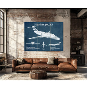 Hawker 400XP Vintage Blueprint Airplane Print