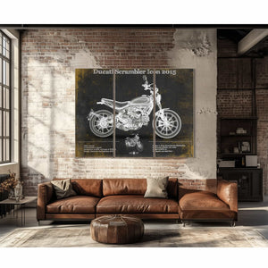 Ducati Scrambler Icon 2015 Vintage Blueprint Motorcycle Patent Print