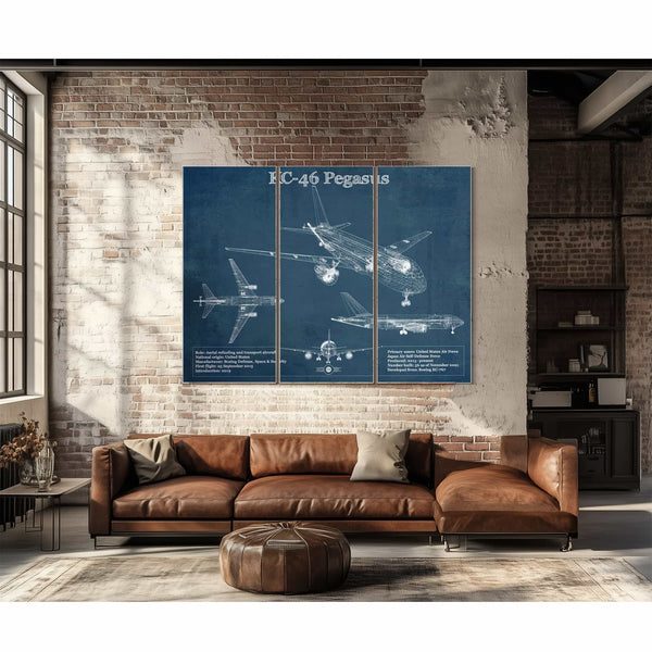 Boeing KC-46 Pegasus Vintage Aviation Blueprint Print - Custom Pilot Name Can Be Added