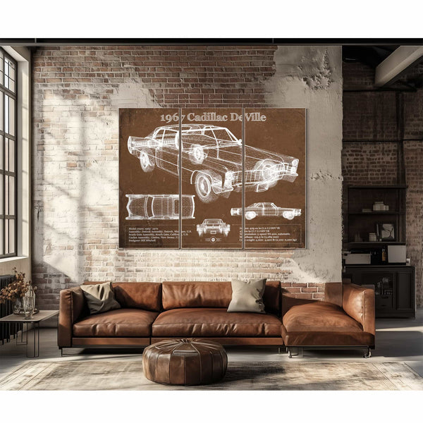 1967 Cadillac DeVille Blueprint Vintage Auto Print
