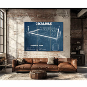 Carlisle United F.C. Brunton Park Blueprint Vintage Soccer Print
