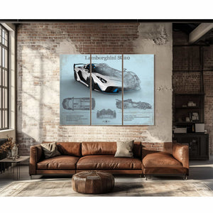 Lamborghini Sc20 Blueprint Vintage Auto Print