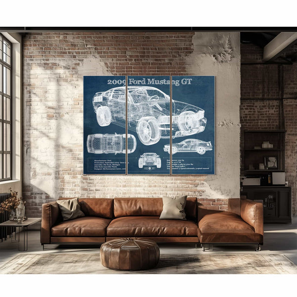 2009 Ford Mustang GT Original Blueprint Art