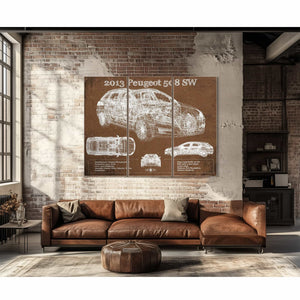 2013 Peugeot 508 SW Blueprint Vintage Auto Print