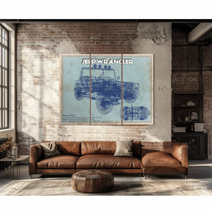 Jeep Wrangler Vintage Blueprint Auto Print