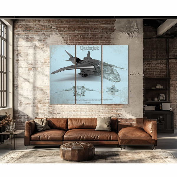 Quinjet Avengers Vintage Blueprint Wall Art